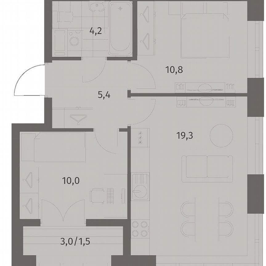 2-к. квартира, 51,4 м², 9/11 эт.