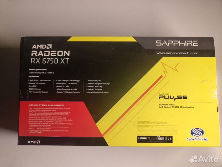 Видеокарта radeon Rx 6750 xt 12gb red pulse