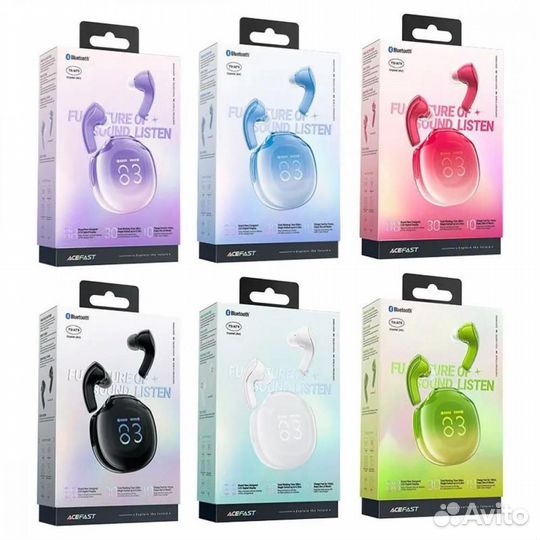 Беспроводные наушники acefast T9 красный Crystal