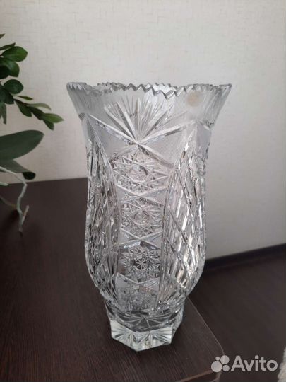 Хрустальная ваза + стеклянная