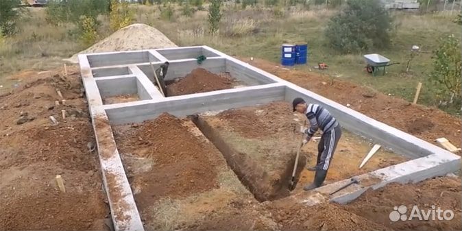 Строительство фундамента.Фундамент