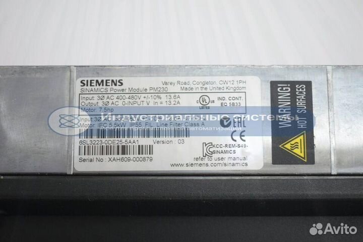 Преобразователь частоты Siemens 6SL3223-0DE25-5AA1