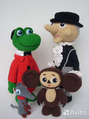 Вязаные игрушки мультфильм Чебурашка