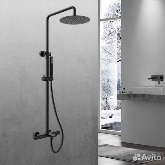 Душевая стойка термостатическая,черный