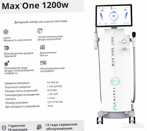 Диодный лазер для эпиляции Люминес. MaxOne 1200в