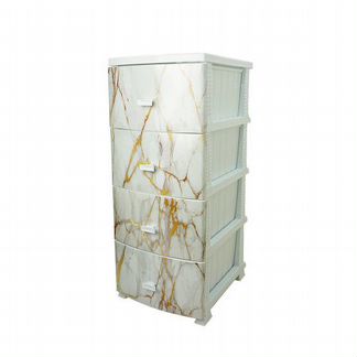 Комод 4 секции декор Белый мрамор