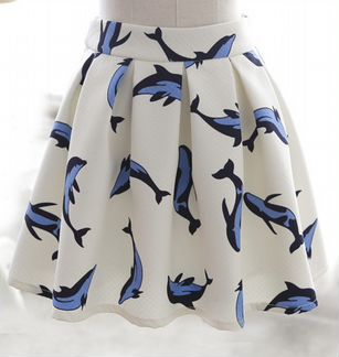Юбка с дельфинами до колена