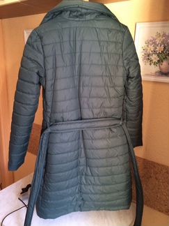Пальто пуховик зеленый, 42-44