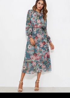 Платье макси с цветочным принтом