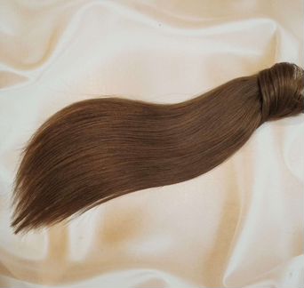 Хвост шиньон волосы натуральные русые 40