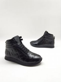 Высокие сникеры Fendi Фенди FF из кожи