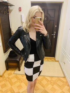 Юбка в клеточку черно-белая