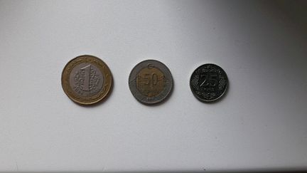 Монеты турецкая лира и китайский юань