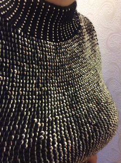 Майка вязанная с пайетками, блестки серебрянные