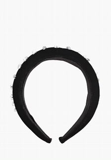 Чёрный бархатный обруч для волос с жемчугом