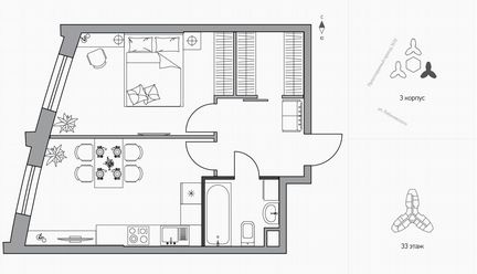 1-к квартира, 41.9 м², 33/39 эт.