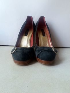 Замшевые туфли сине-бирюзово-серого цвета