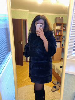 Шуба из меха лисы и норки + перчатки в подарок