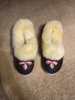 Тапки натуральная кожа с овчиной