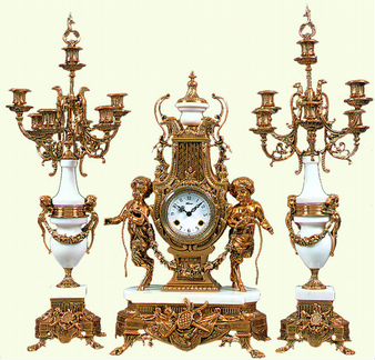 Каминные часы с канделябрами К.Мозер