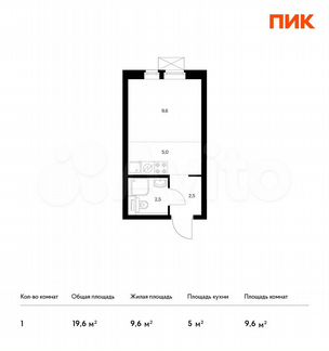 Квартира-студия, 19.6 м², 4/32 эт.