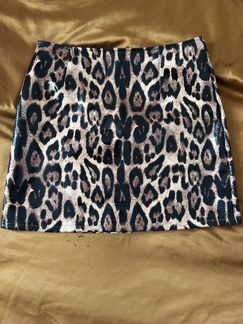 Юбка леопардовая кожаная