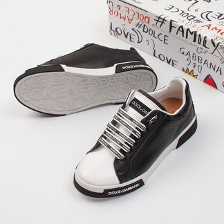 Черные кожаные кроссовки Дольче Габанна