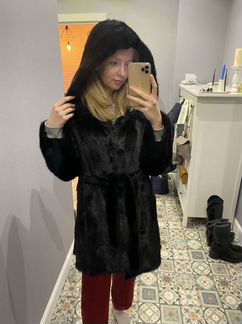 Шуба норковая с капюшоном