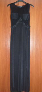 Вечернее платье в пол, стрейч, черное. (Италия)